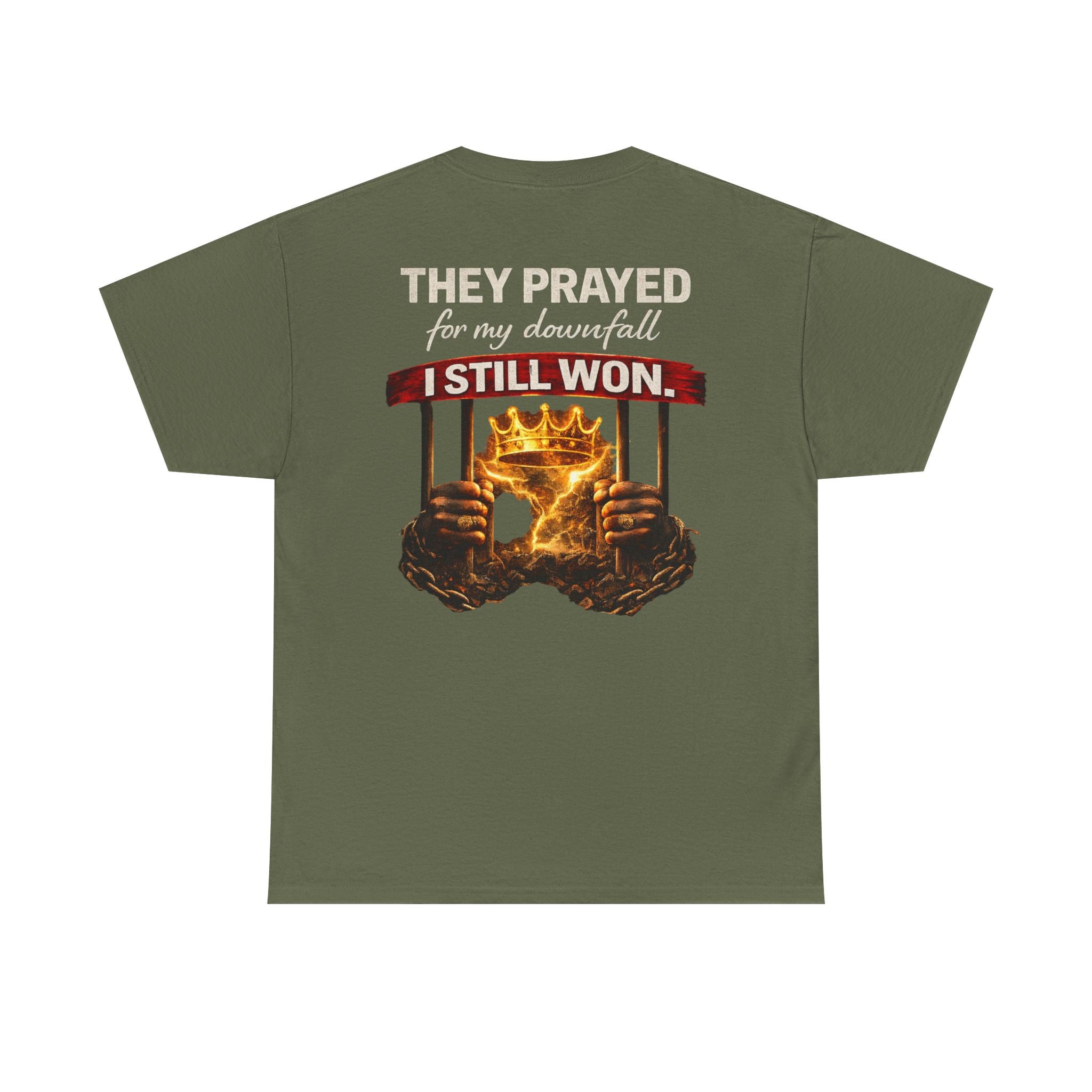 They Prayed For My Downfall Tee — Gold Crown & Prison Bars Streetwear