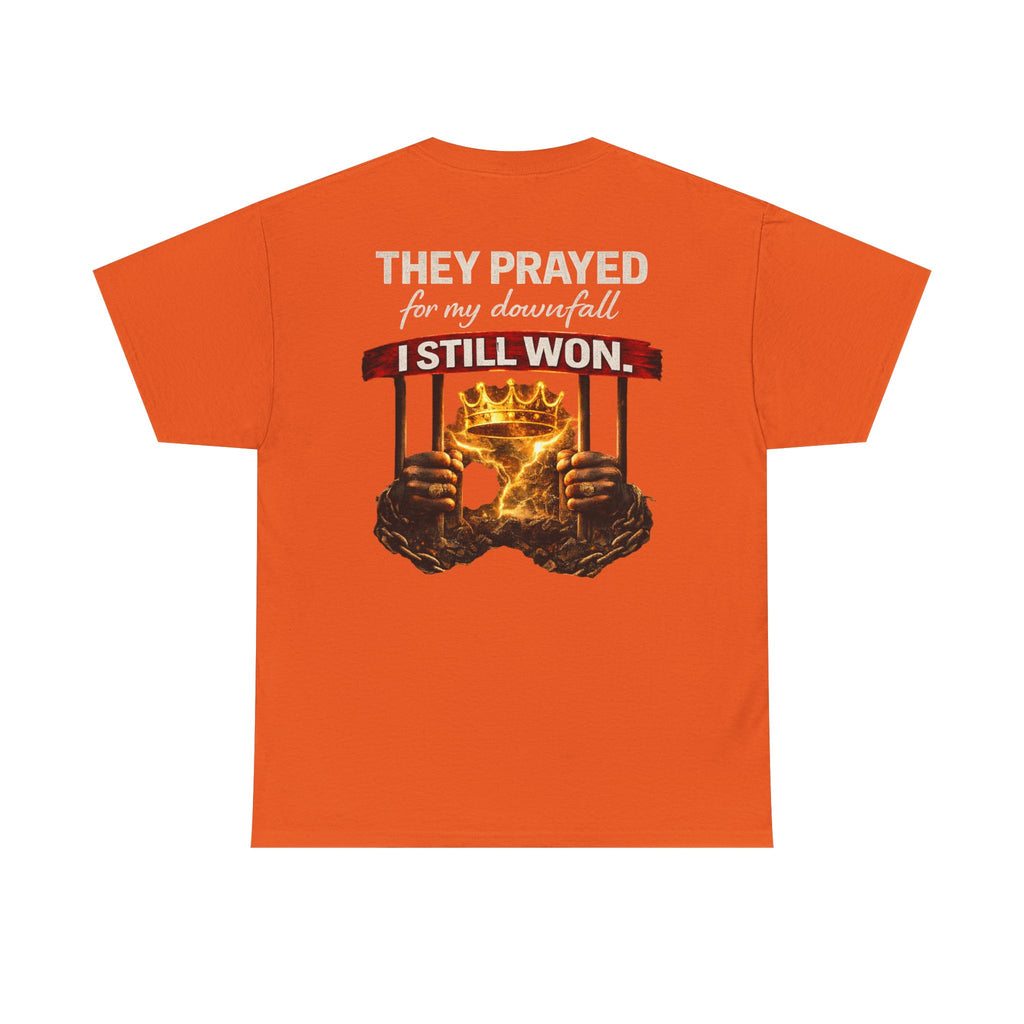 They Prayed For My Downfall Tee — Gold Crown & Prison Bars Streetwear