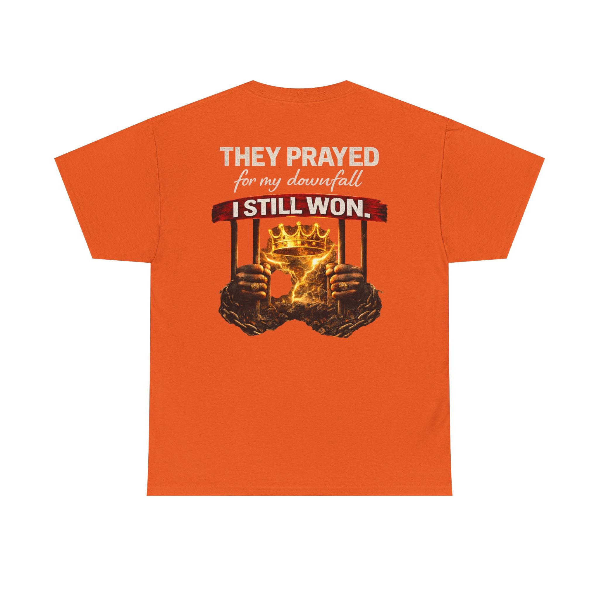 They Prayed For My Downfall Tee — Gold Crown & Prison Bars Streetwear