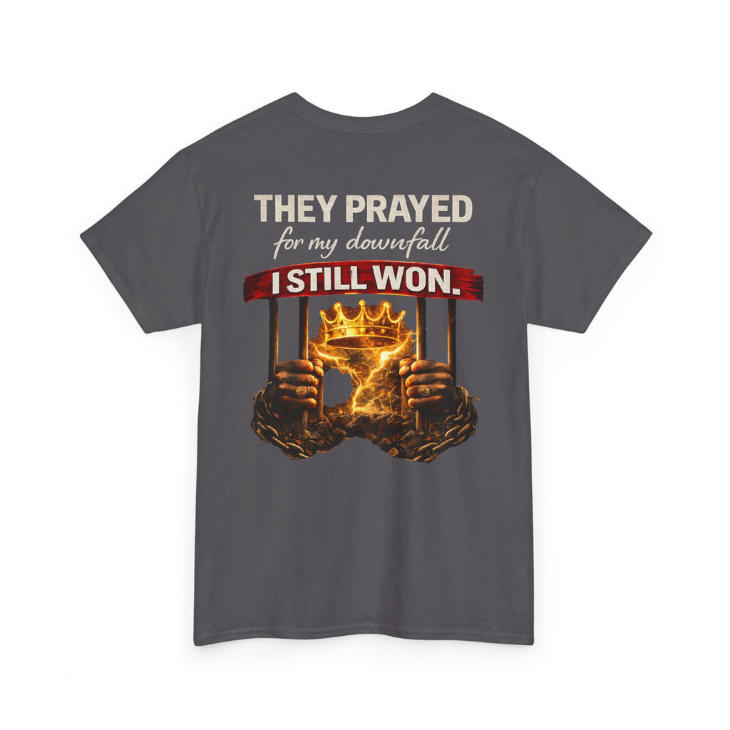 They Prayed For My Downfall Tee — Gold Crown & Prison Bars Streetwear