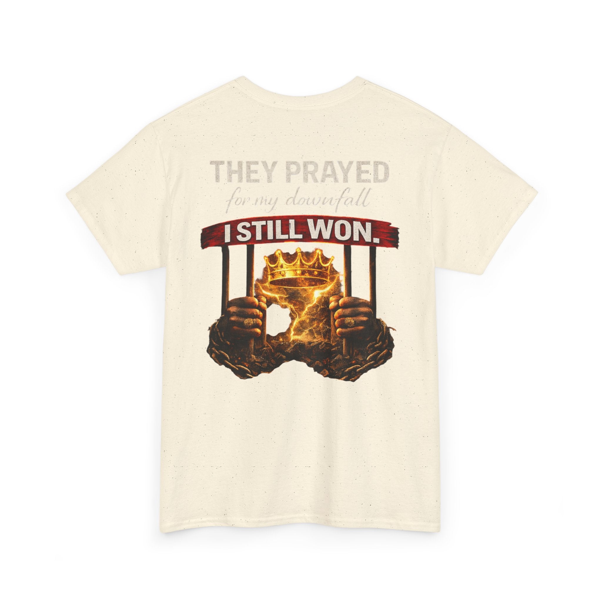They Prayed For My Downfall Tee — Gold Crown & Prison Bars Streetwear