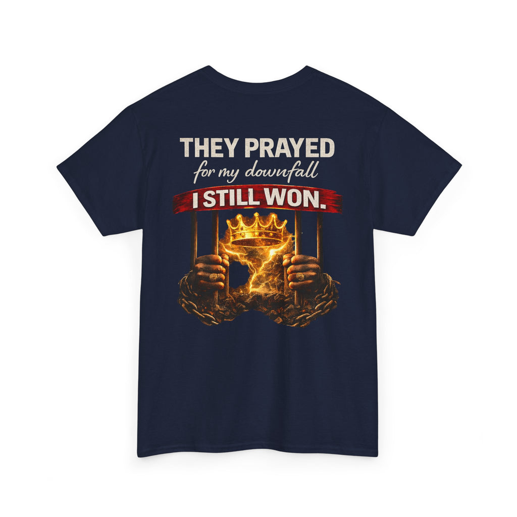 They Prayed For My Downfall Tee — Gold Crown & Prison Bars Streetwear