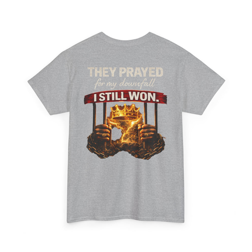 They Prayed For My Downfall Tee — Gold Crown & Prison Bars Streetwear