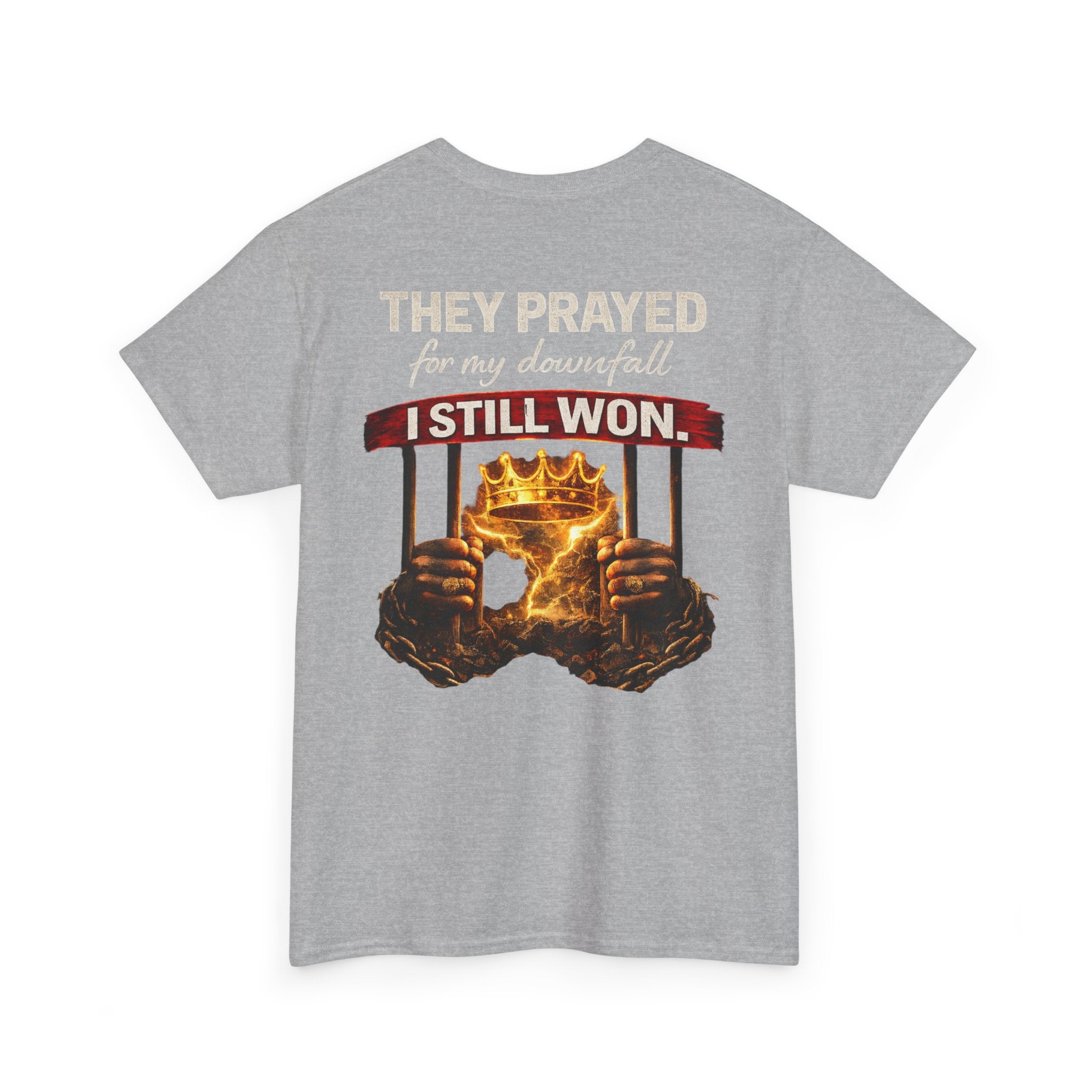 They Prayed For My Downfall Tee — Gold Crown & Prison Bars Streetwear