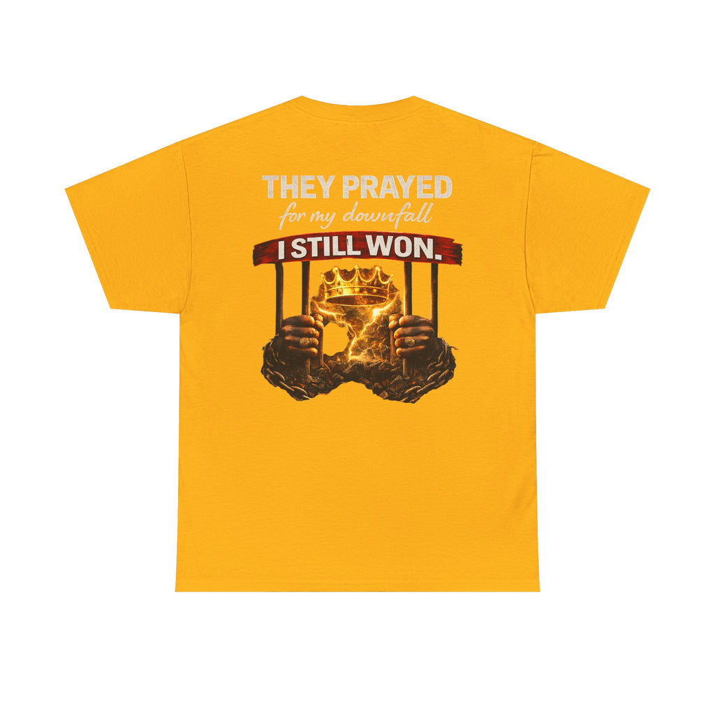 They Prayed For My Downfall Tee — Gold Crown & Prison Bars Streetwear