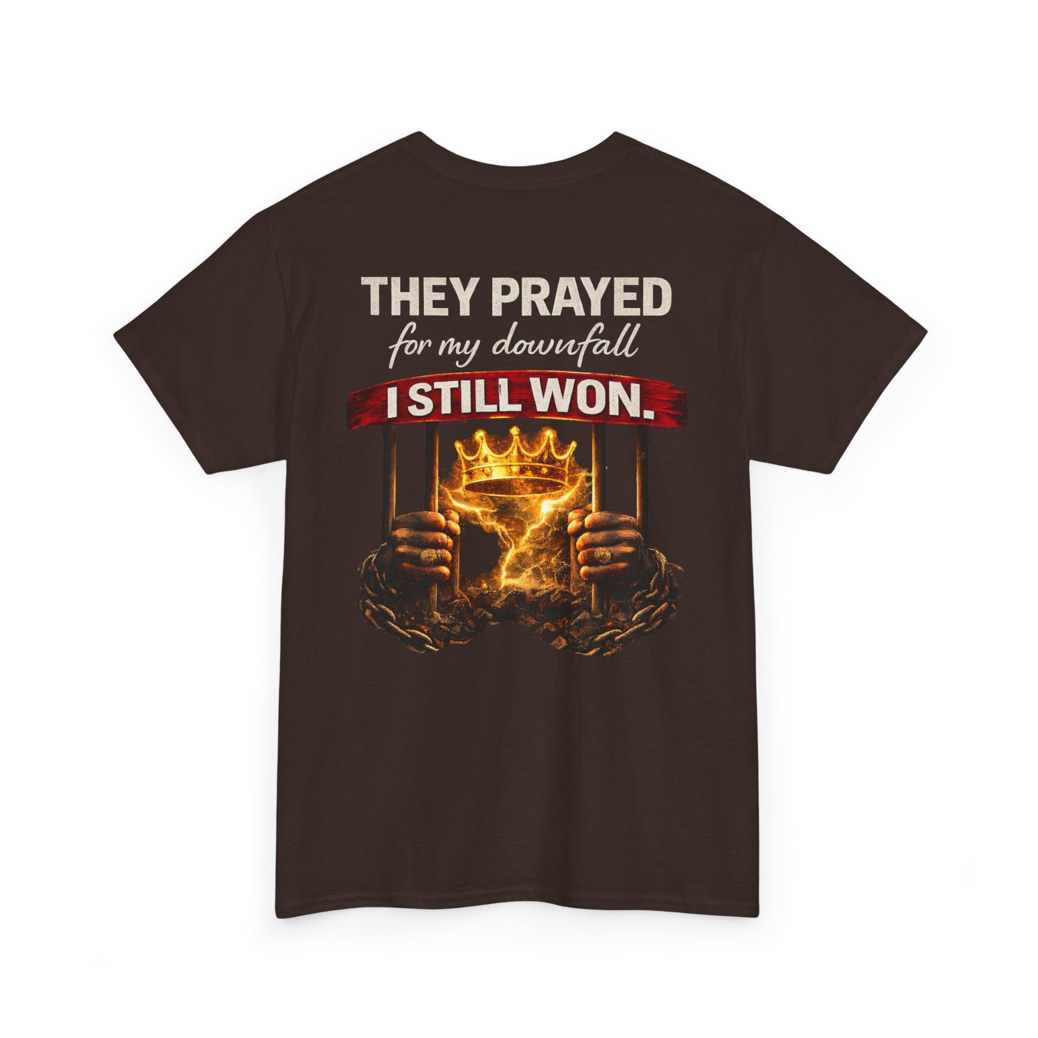 They Prayed For My Downfall Tee — Gold Crown & Prison Bars Streetwear