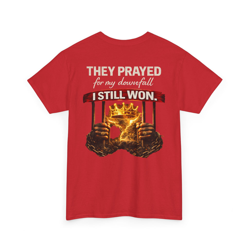 They Prayed For My Downfall Tee — Gold Crown & Prison Bars Streetwear