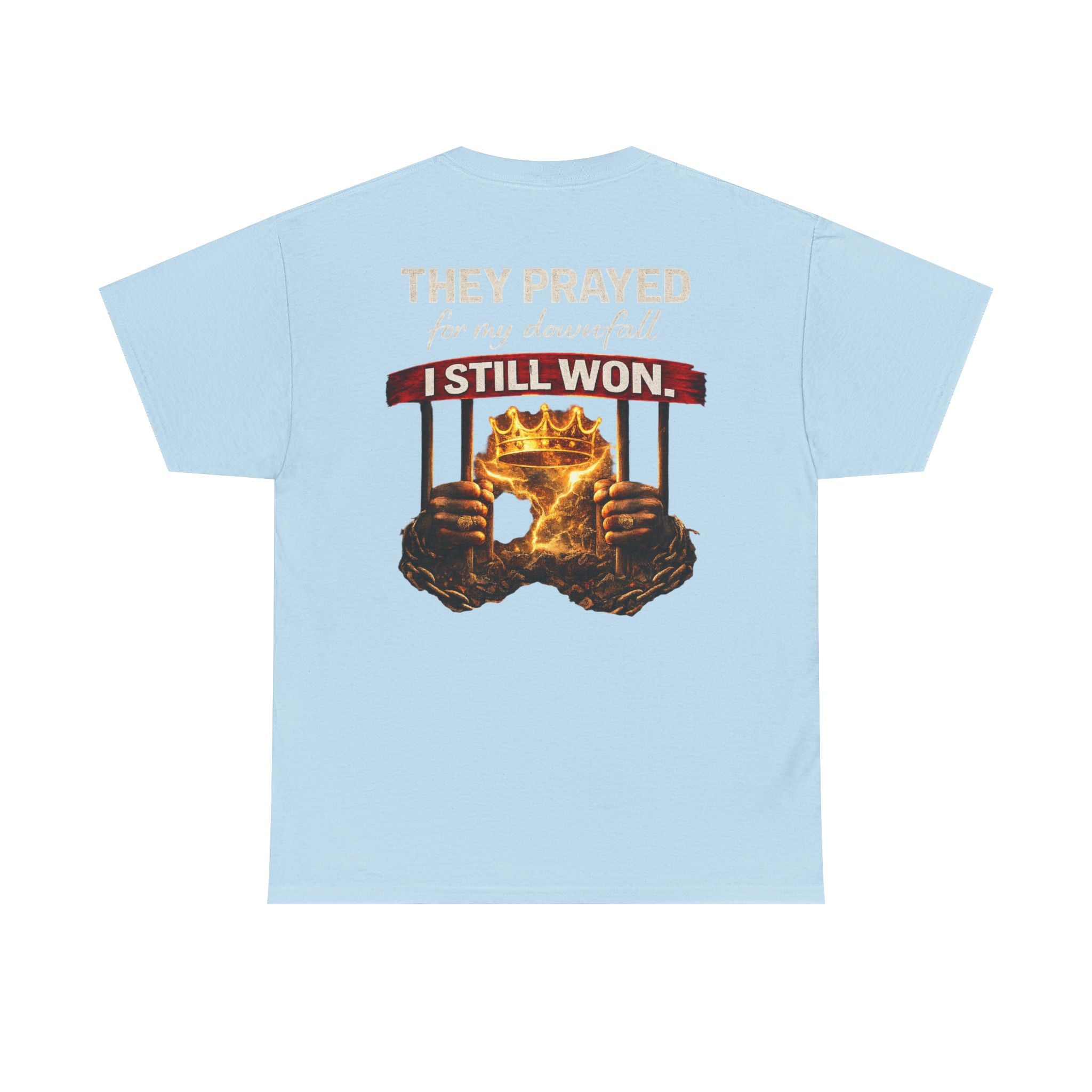 They Prayed For My Downfall Tee — Gold Crown & Prison Bars Streetwear