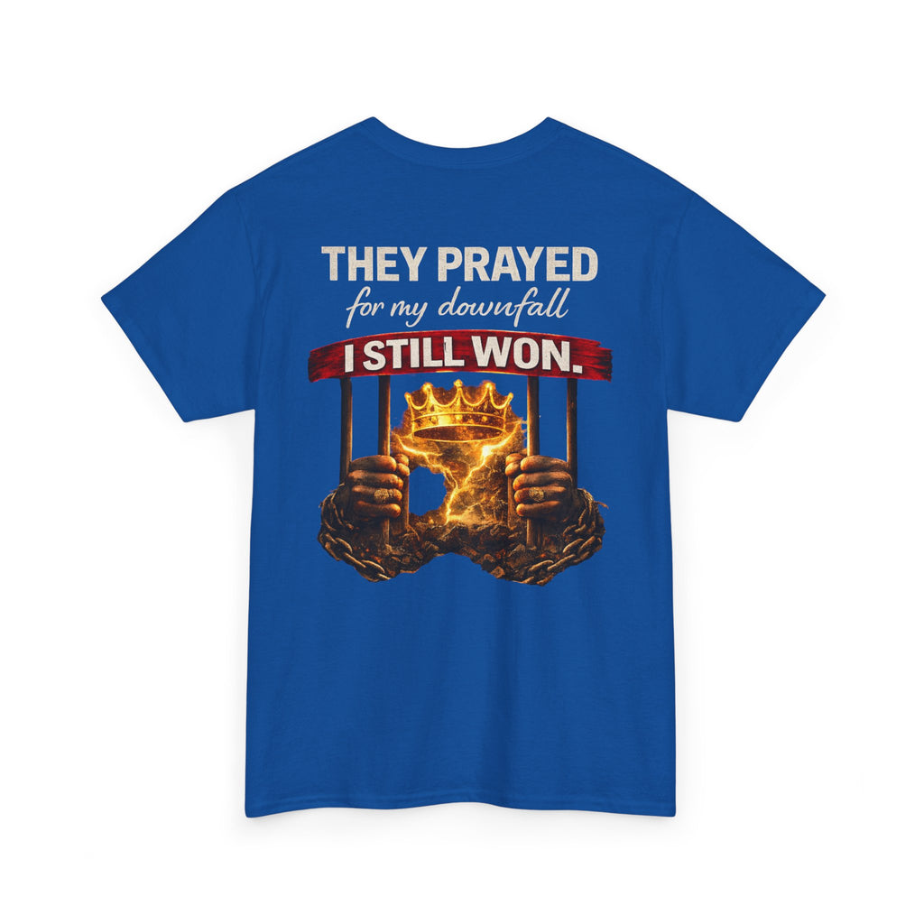 They Prayed For My Downfall Tee — Gold Crown & Prison Bars Streetwear