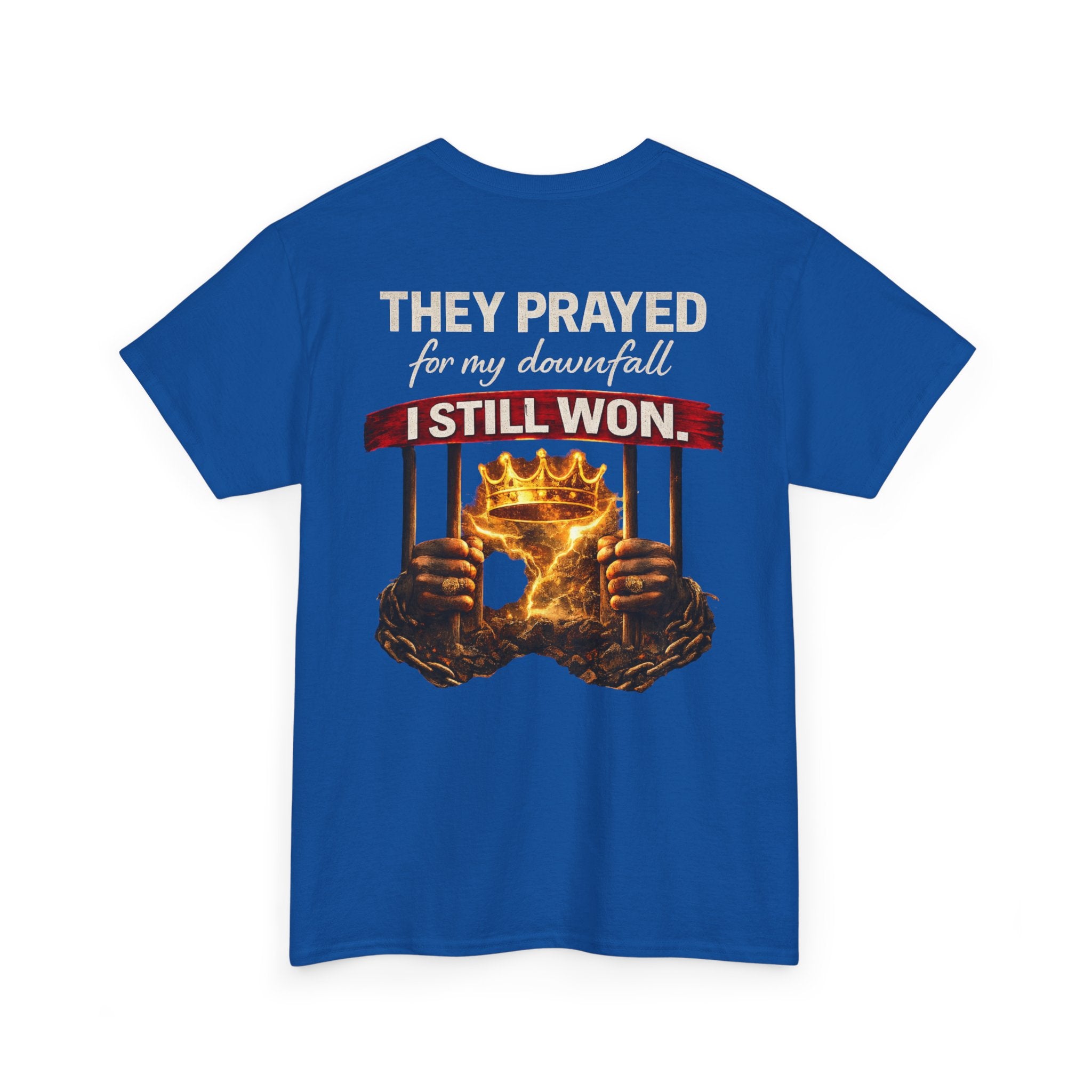 They Prayed For My Downfall Tee — Gold Crown & Prison Bars Streetwear