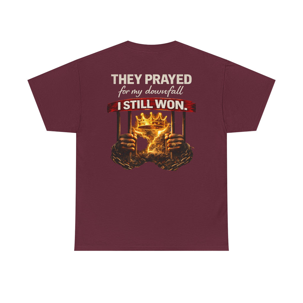They Prayed For My Downfall Tee — Gold Crown & Prison Bars Streetwear