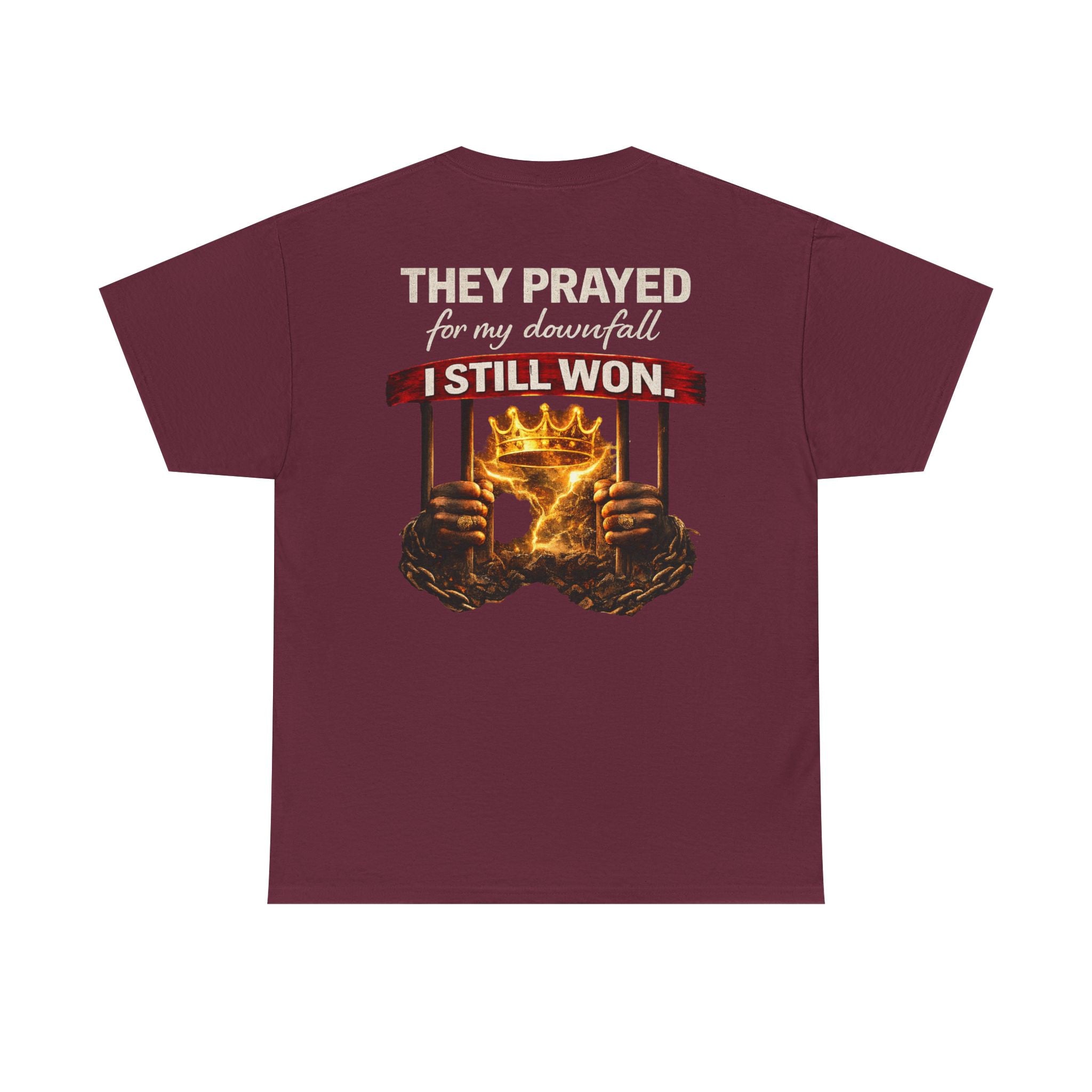 They Prayed For My Downfall Tee — Gold Crown & Prison Bars Streetwear