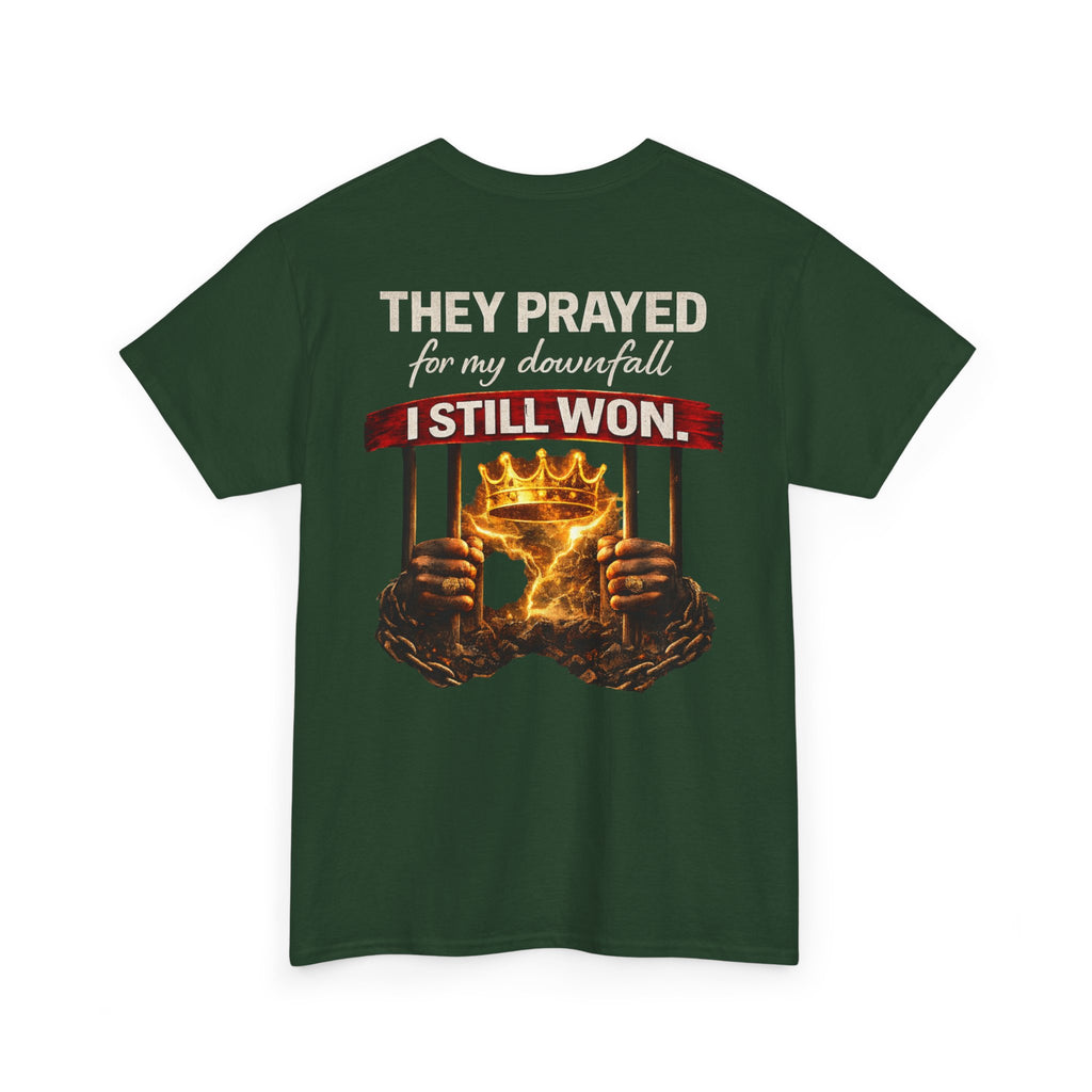 They Prayed For My Downfall Tee — Gold Crown & Prison Bars Streetwear