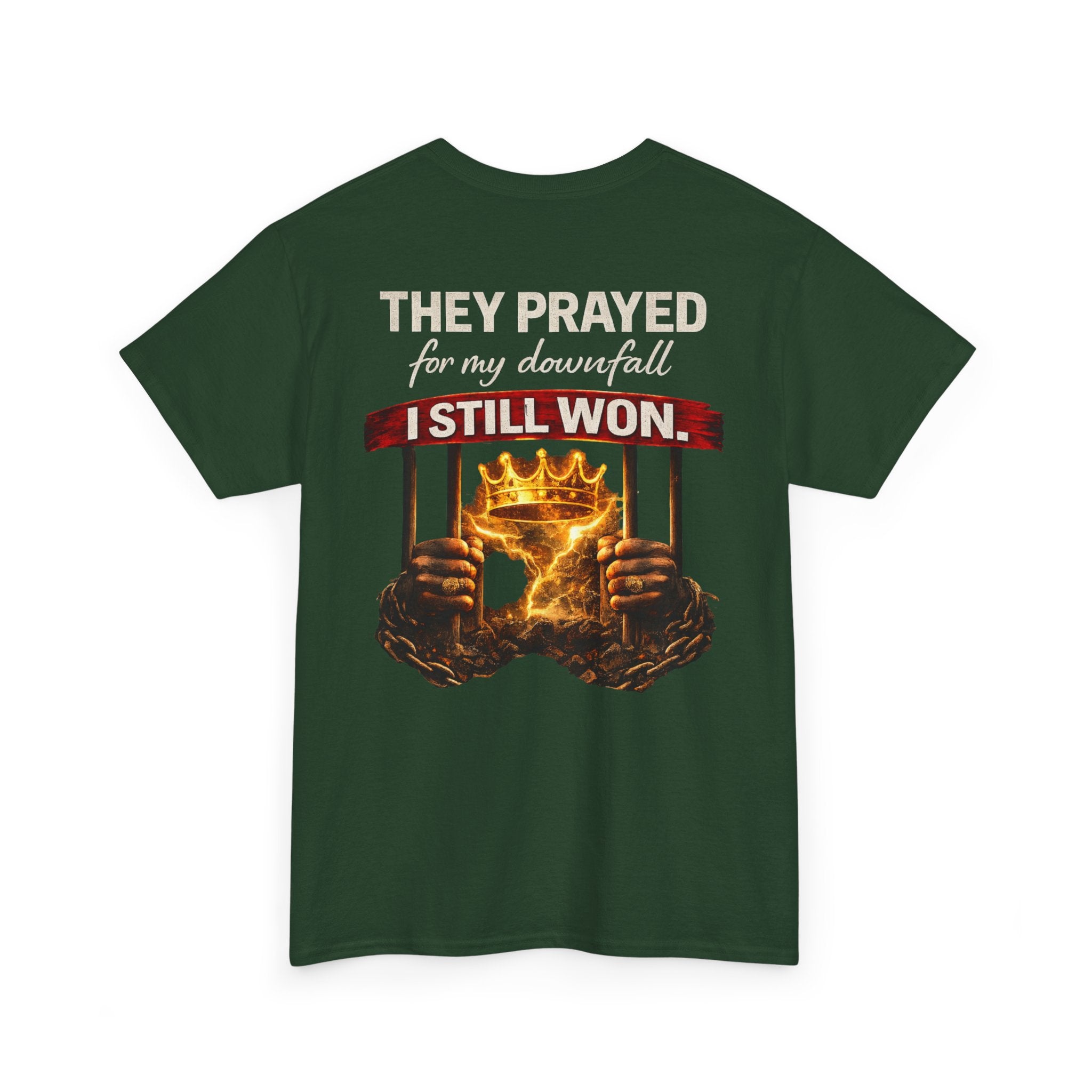 They Prayed For My Downfall Tee — Gold Crown & Prison Bars Streetwear