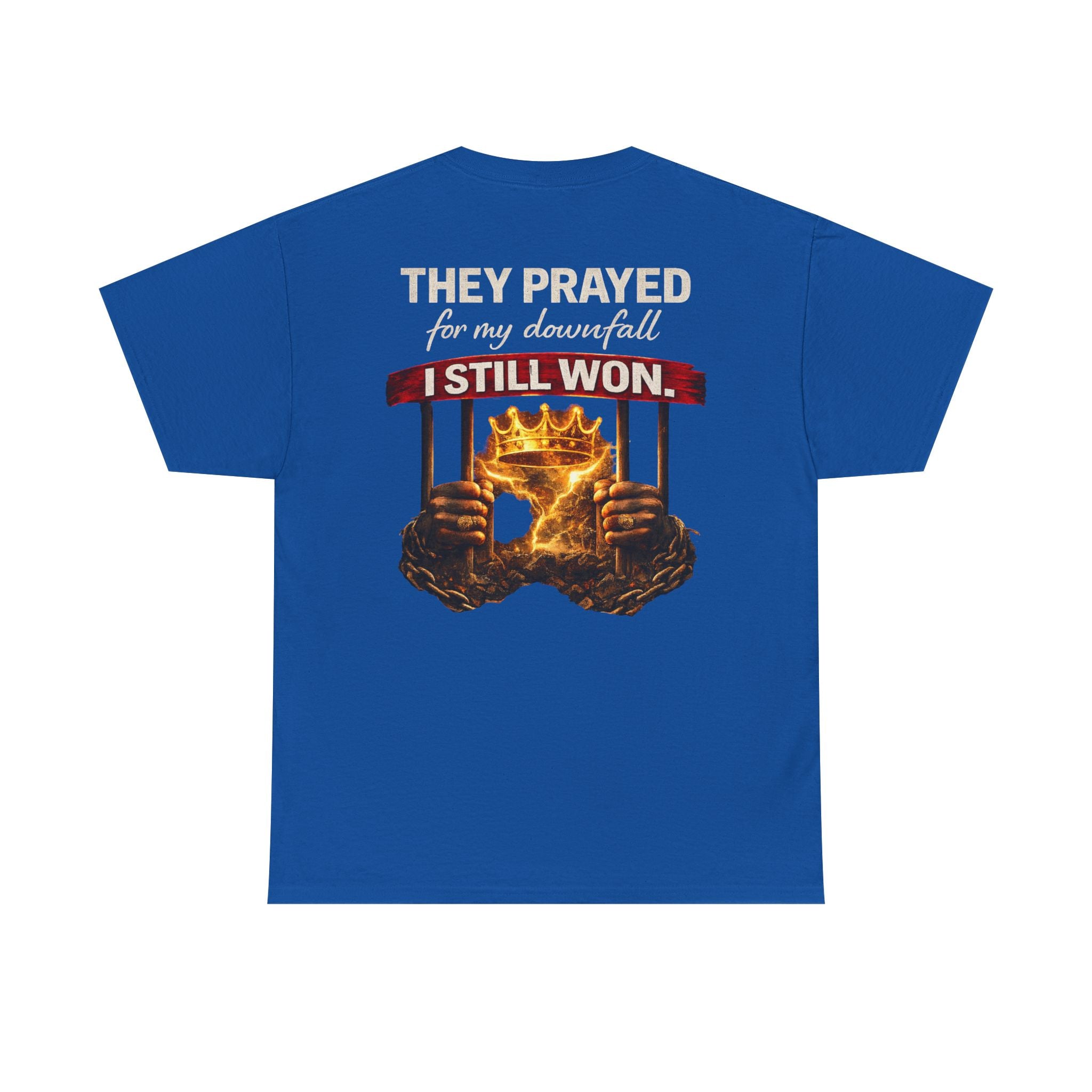 They Prayed For My Downfall Tee — Gold Crown & Prison Bars Streetwear