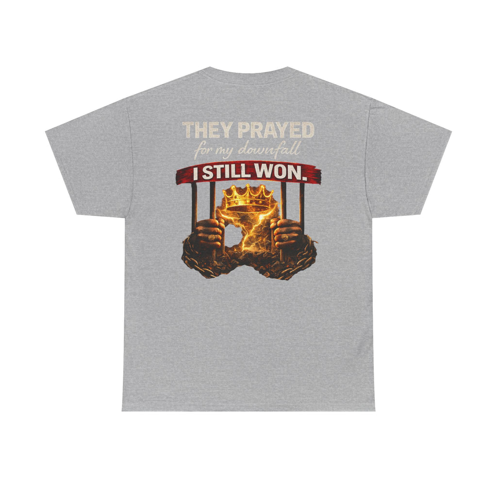 They Prayed For My Downfall Tee — Gold Crown & Prison Bars Streetwear