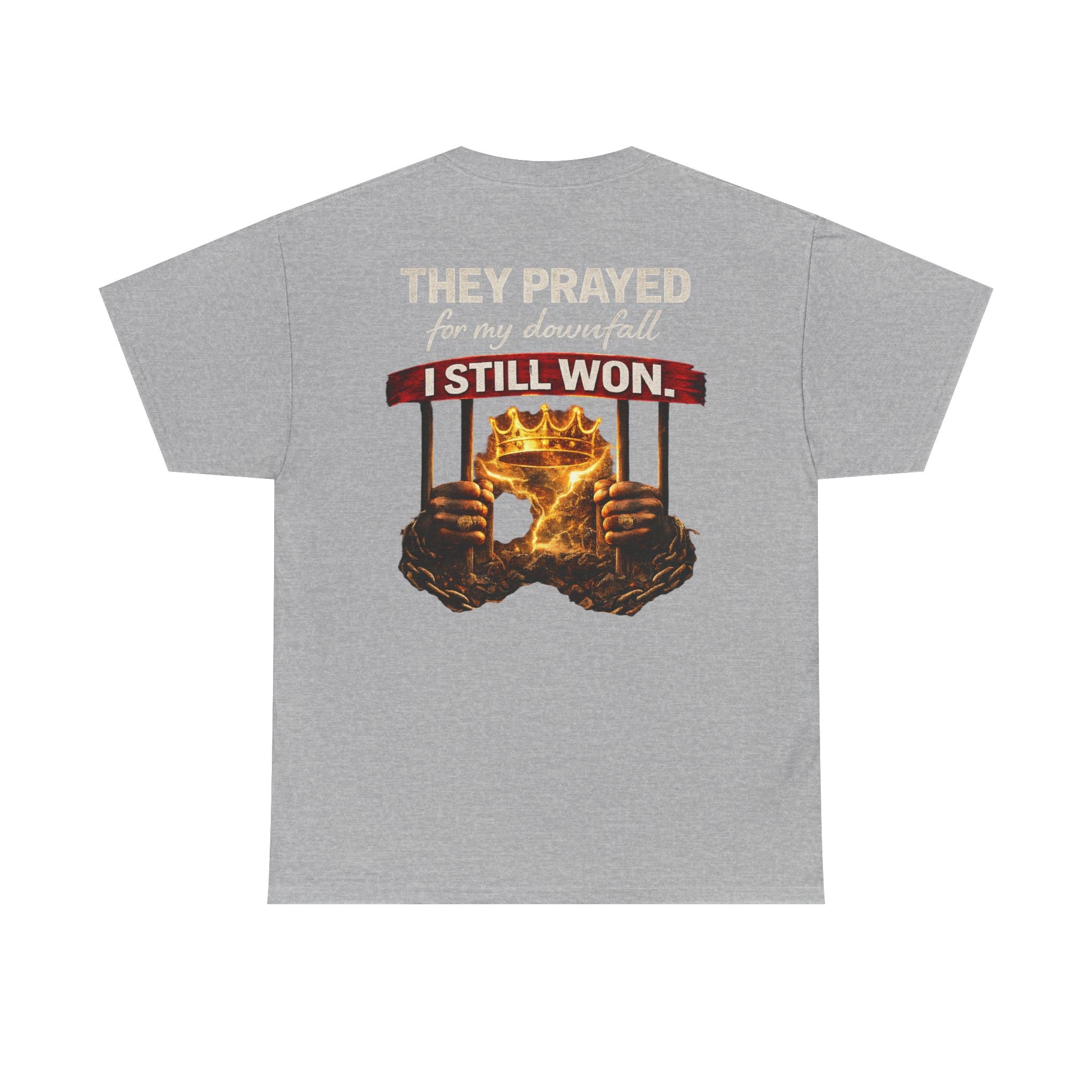 They Prayed For My Downfall Tee — Gold Crown & Prison Bars Streetwear