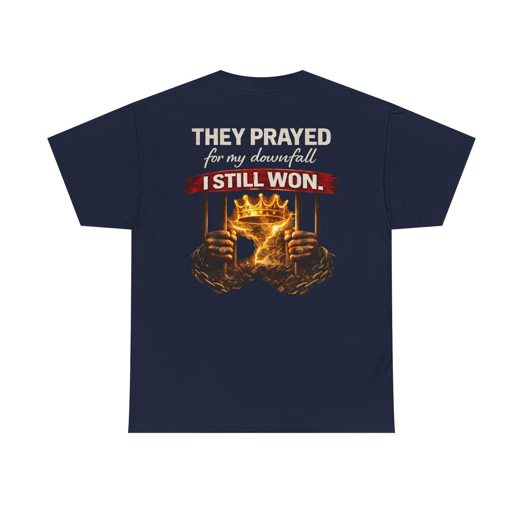 They Prayed For My Downfall Tee — Gold Crown & Prison Bars Streetwear
