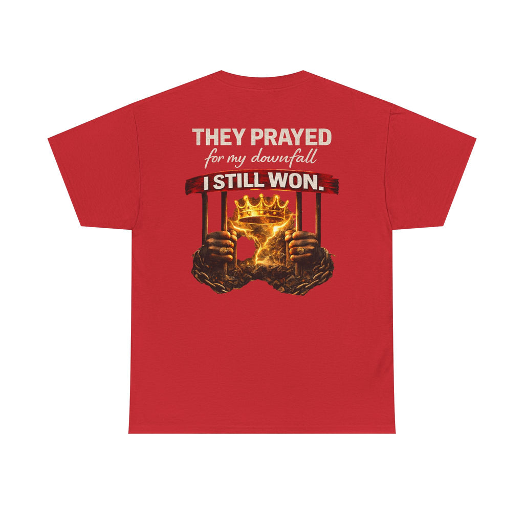 They Prayed For My Downfall Tee — Gold Crown & Prison Bars Streetwear