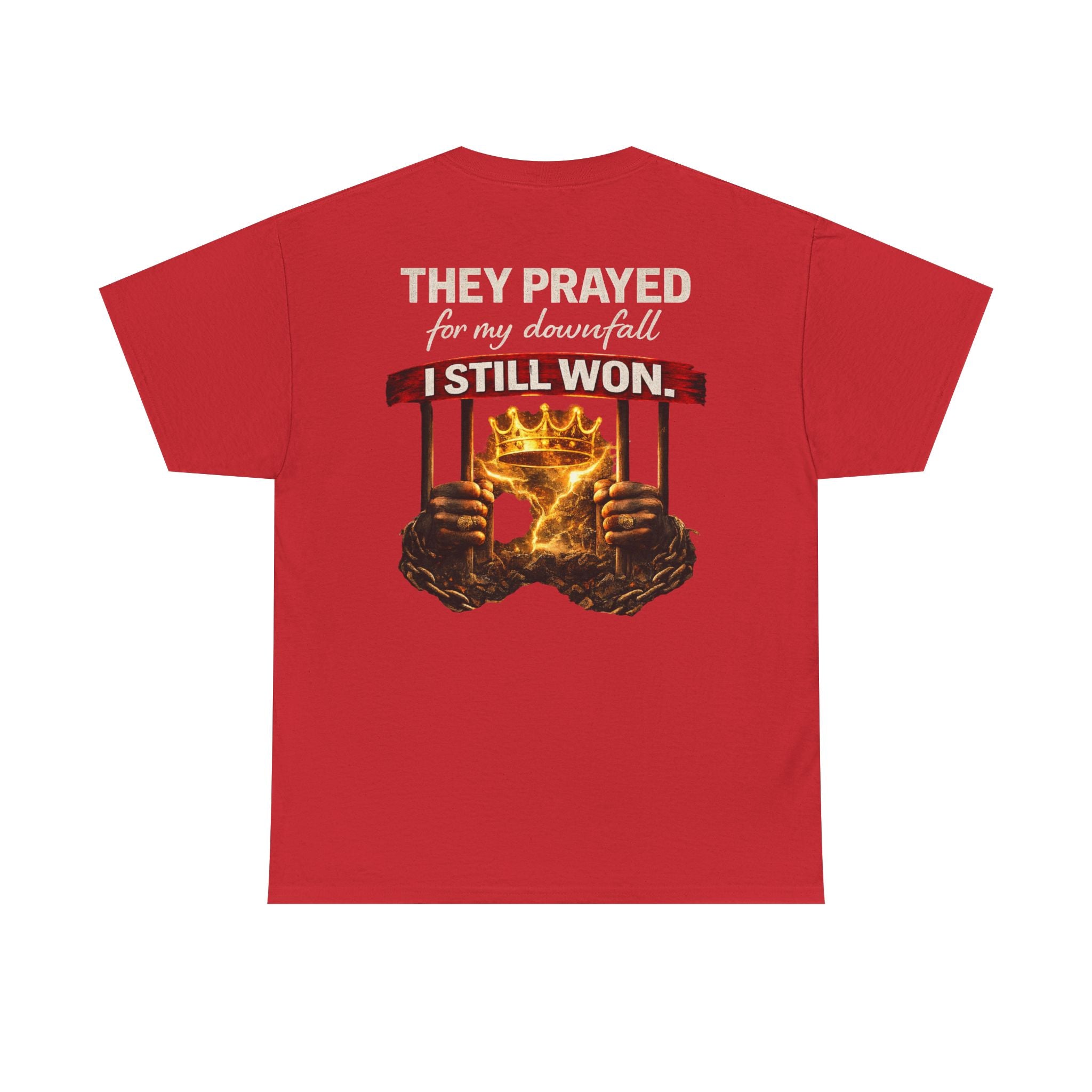 They Prayed For My Downfall Tee — Gold Crown & Prison Bars Streetwear