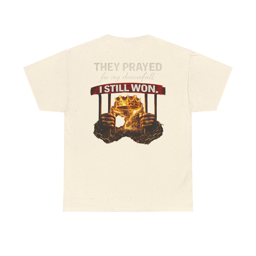 They Prayed For My Downfall Tee — Gold Crown & Prison Bars Streetwear