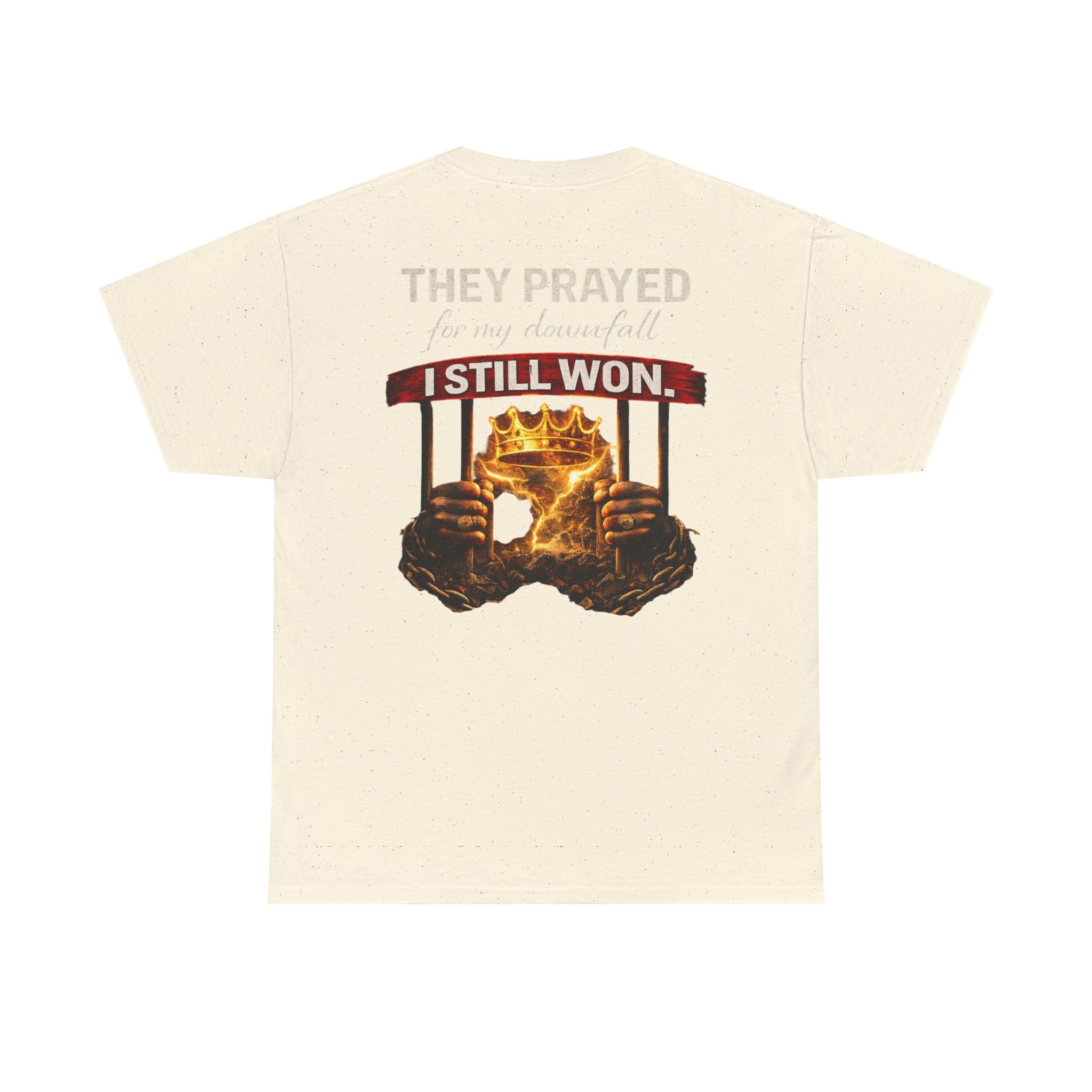 They Prayed For My Downfall Tee — Gold Crown & Prison Bars Streetwear