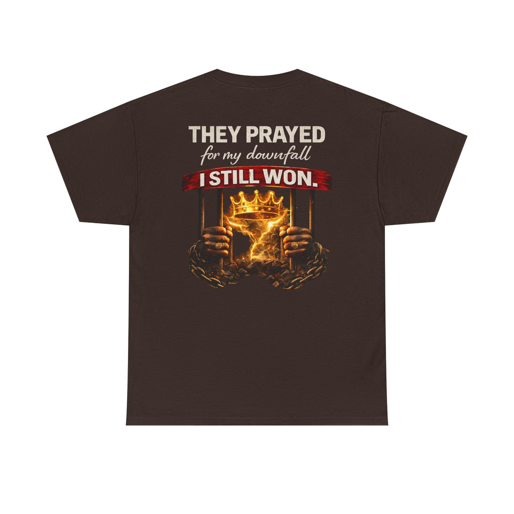 They Prayed For My Downfall Tee — Gold Crown & Prison Bars Streetwear