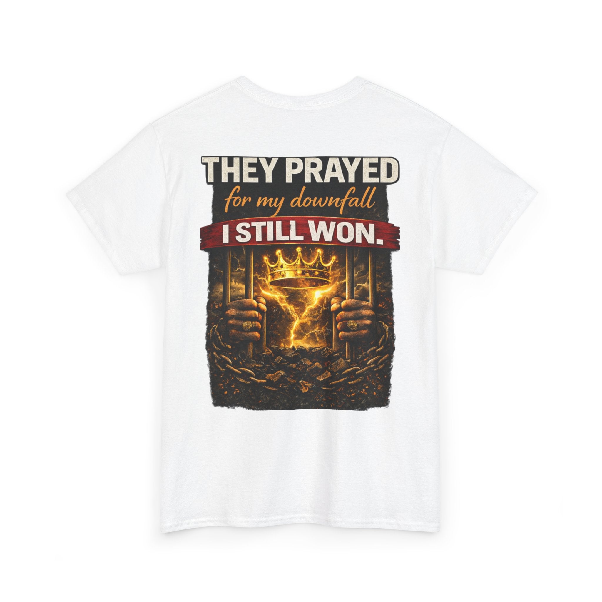 They Prayed For My Downfall Tee — Gold Crown & Prison Bars Streetwear