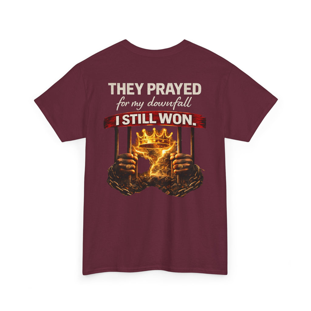 They Prayed For My Downfall Tee — Gold Crown & Prison Bars Streetwear