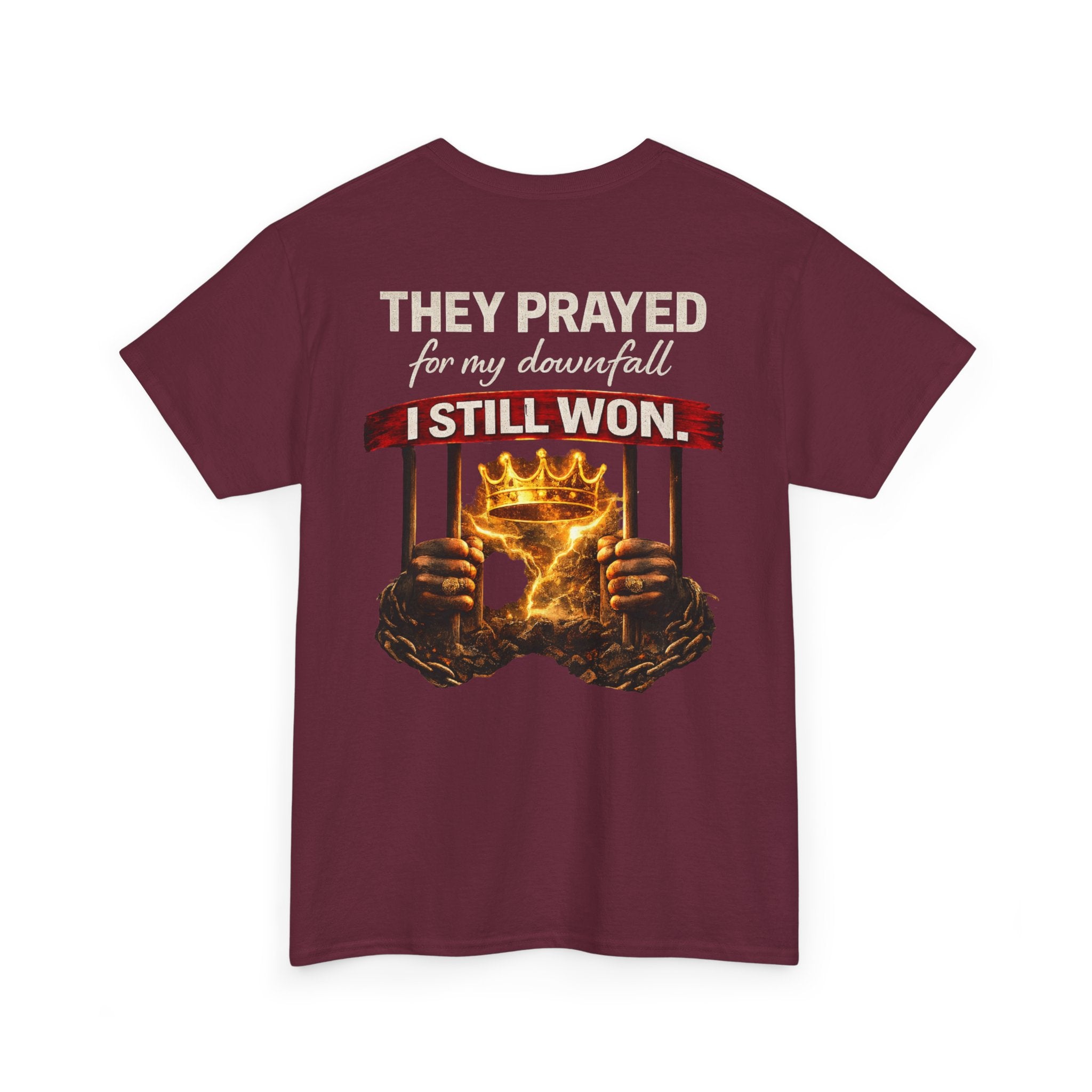 They Prayed For My Downfall Tee — Gold Crown & Prison Bars Streetwear