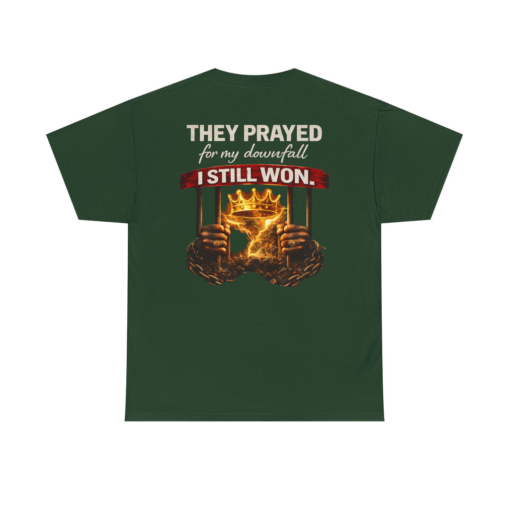 They Prayed For My Downfall Tee — Gold Crown & Prison Bars Streetwear