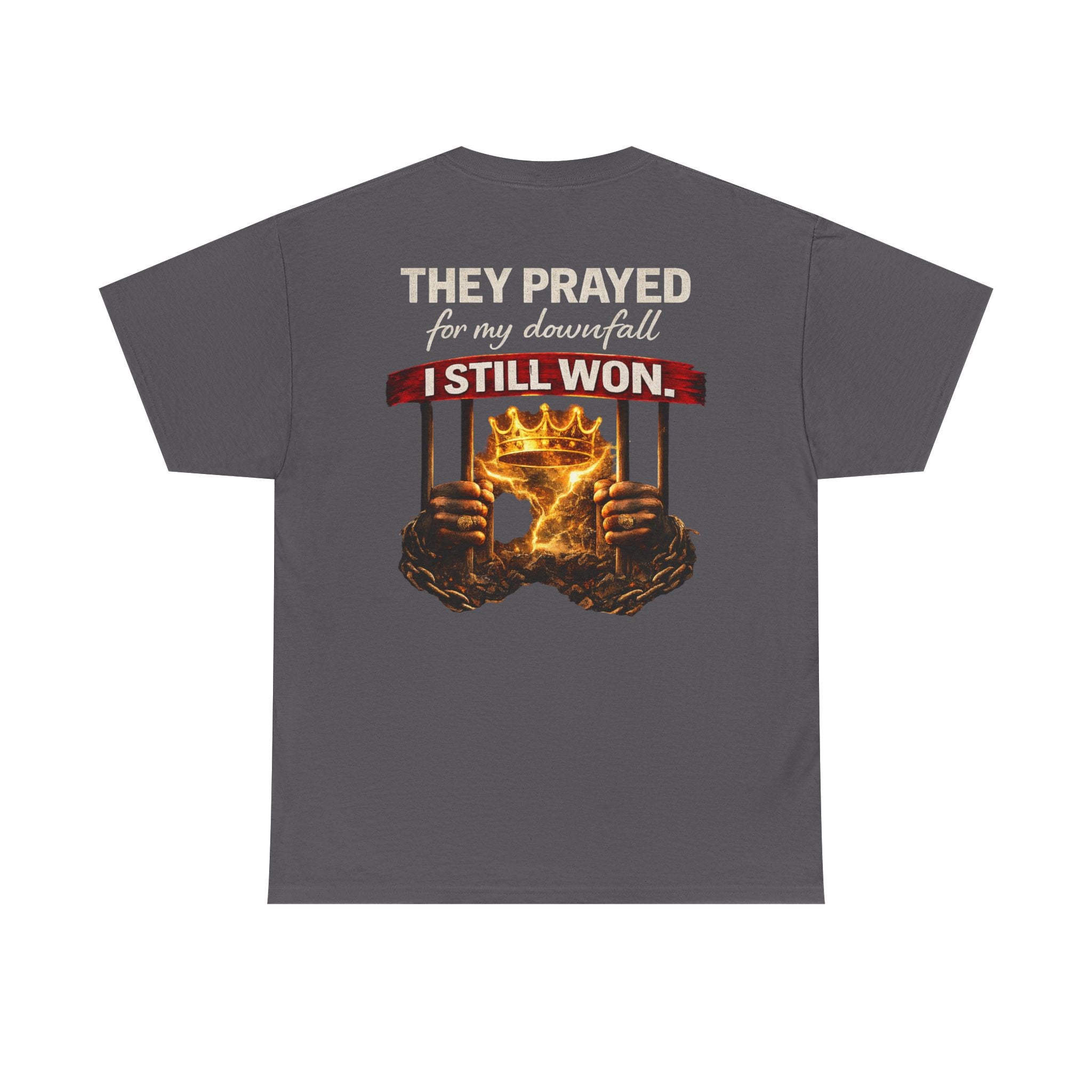 They Prayed For My Downfall Tee — Gold Crown & Prison Bars Streetwear