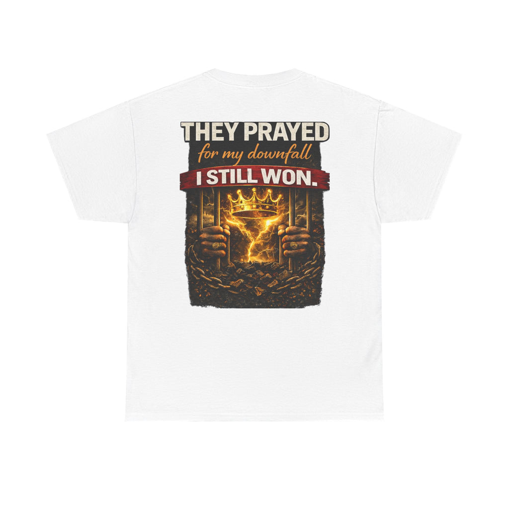 They Prayed For My Downfall Tee — Gold Crown & Prison Bars Streetwear