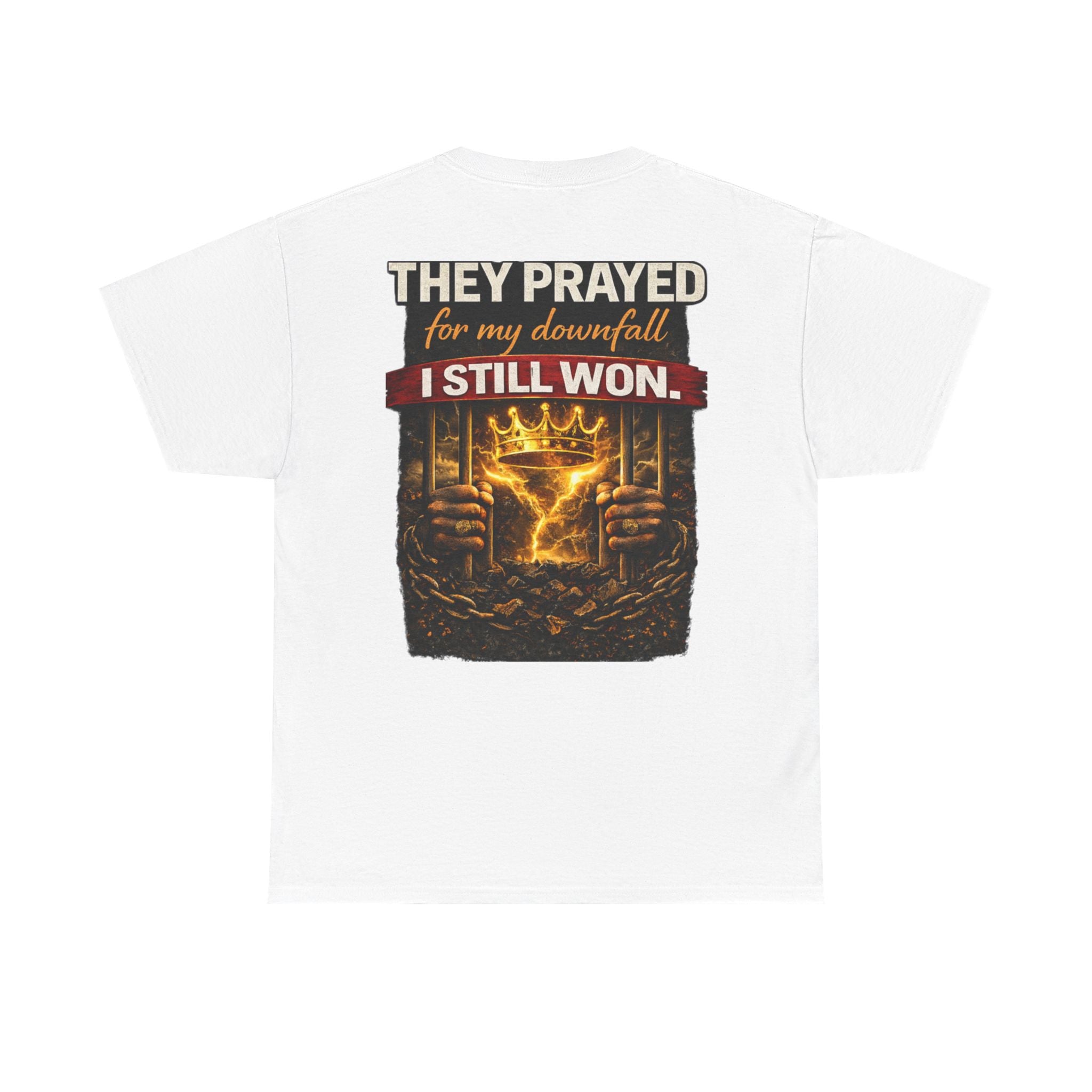 They Prayed For My Downfall Tee — Gold Crown & Prison Bars Streetwear