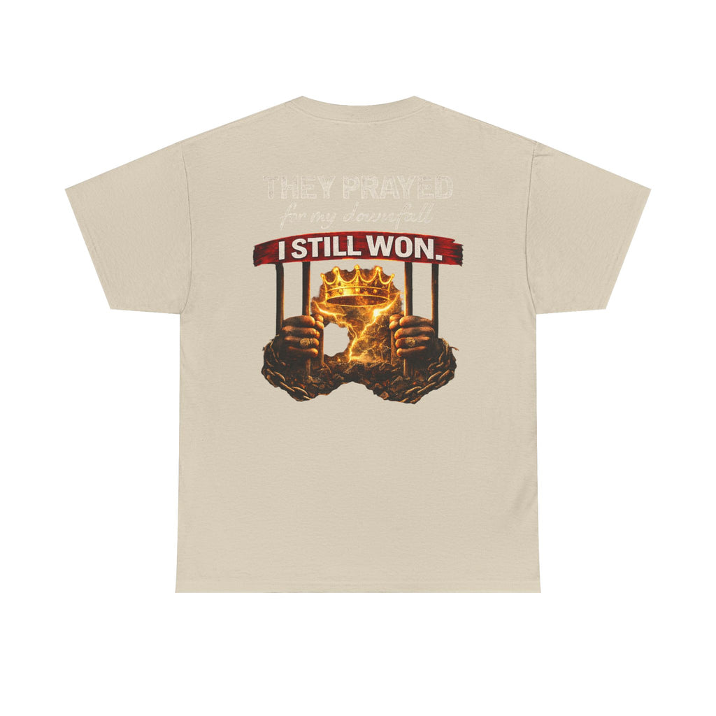They Prayed For My Downfall Tee — Gold Crown & Prison Bars Streetwear