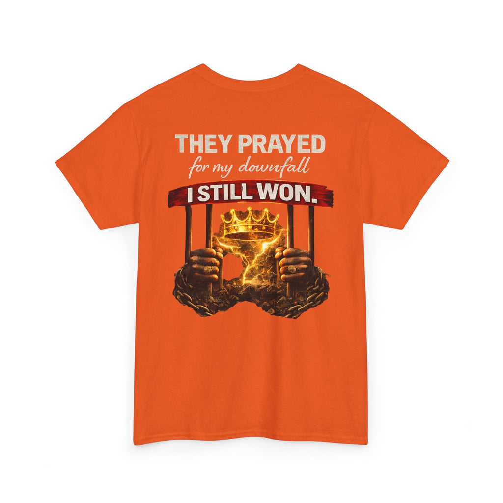 They Prayed For My Downfall Tee — Gold Crown & Prison Bars Streetwear