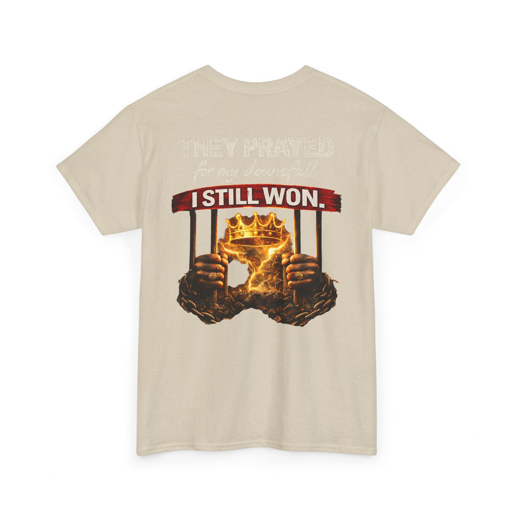 They Prayed For My Downfall Tee — Gold Crown & Prison Bars Streetwear