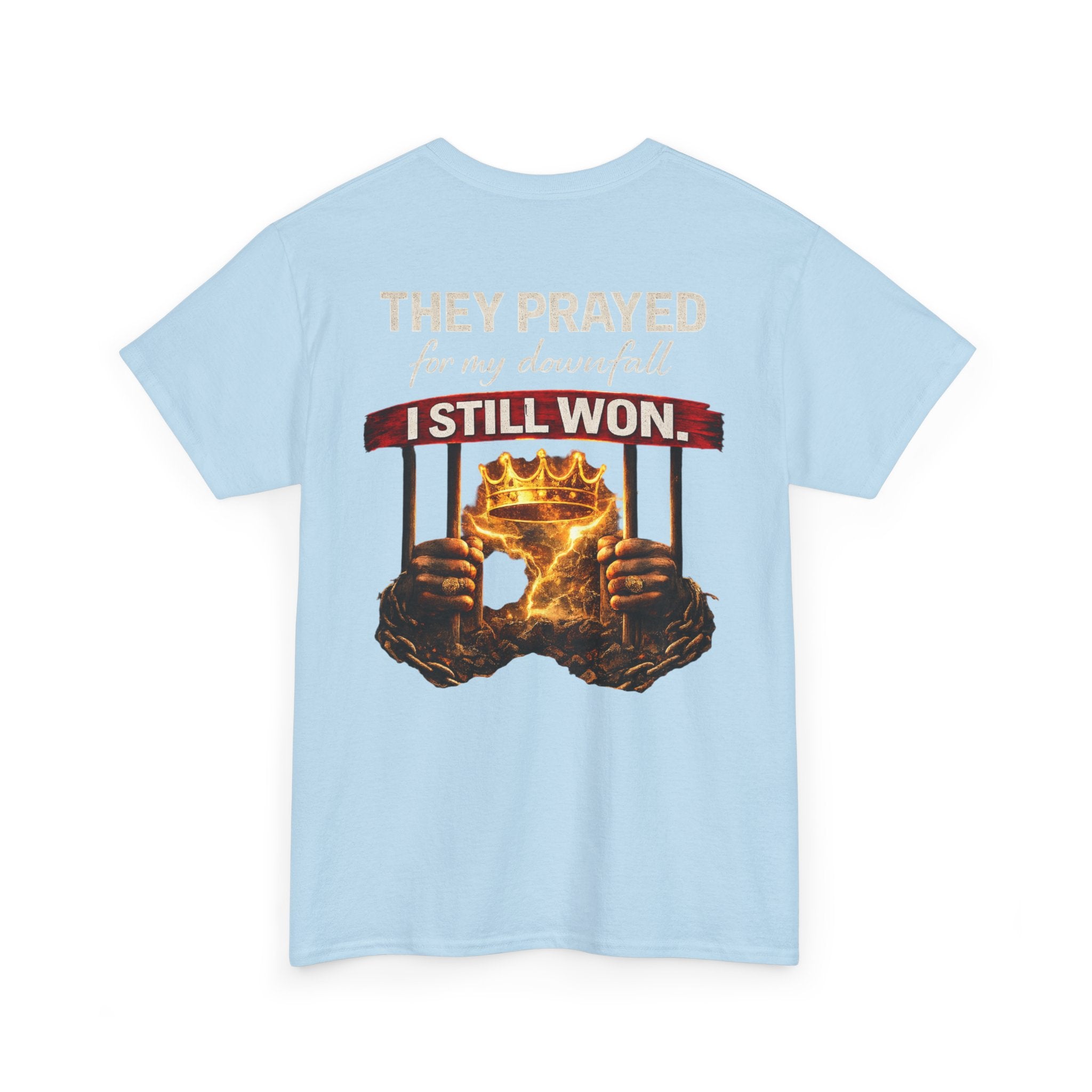 They Prayed For My Downfall Tee — Gold Crown & Prison Bars Streetwear